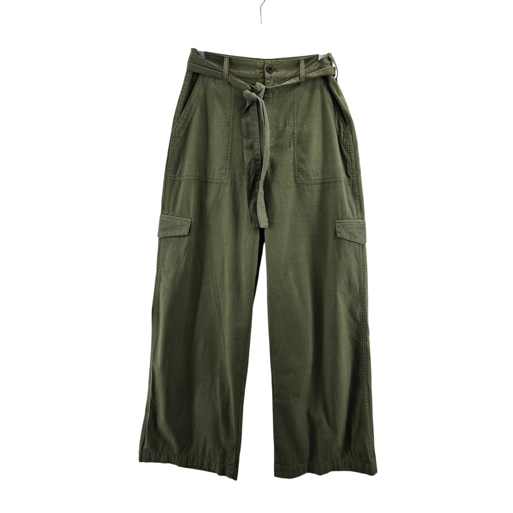 Madewell Griff Superwide Leg Cargo Pants Olive Green Size 29 High Rise Belted - Picture 2 of 11